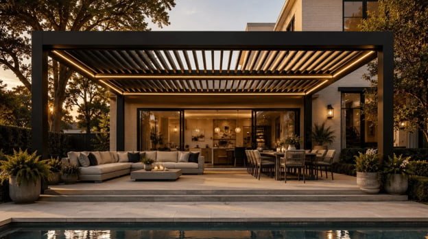 outdoor louvred pergola